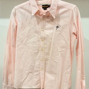 Rugby Ralph Lauren Light Pink Striped Button-Down Shirt